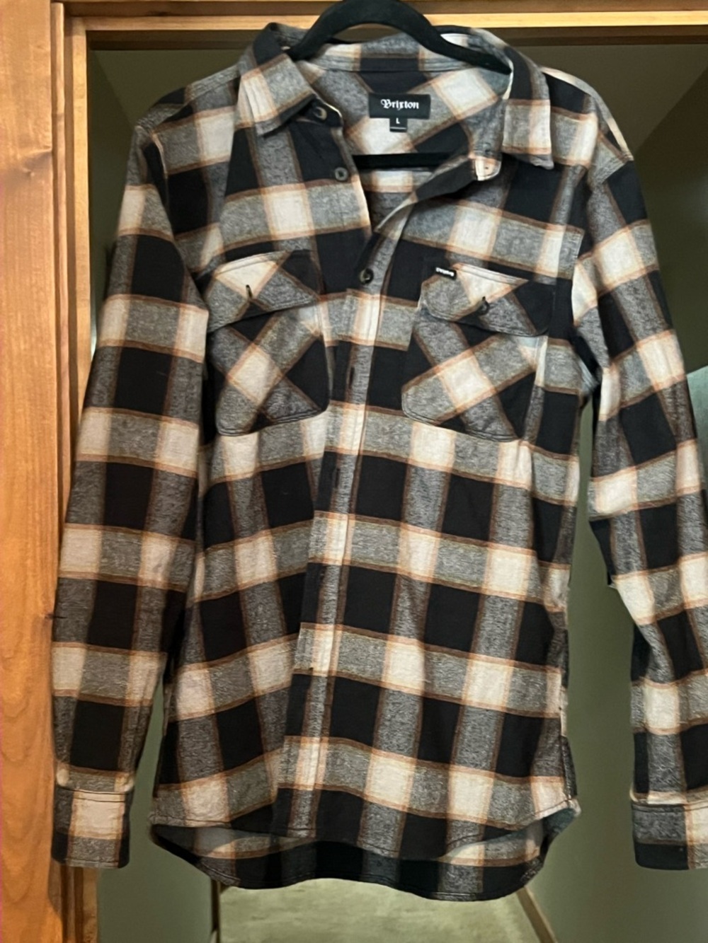 Brixton Black, Cream & Tan Plaid Shirt